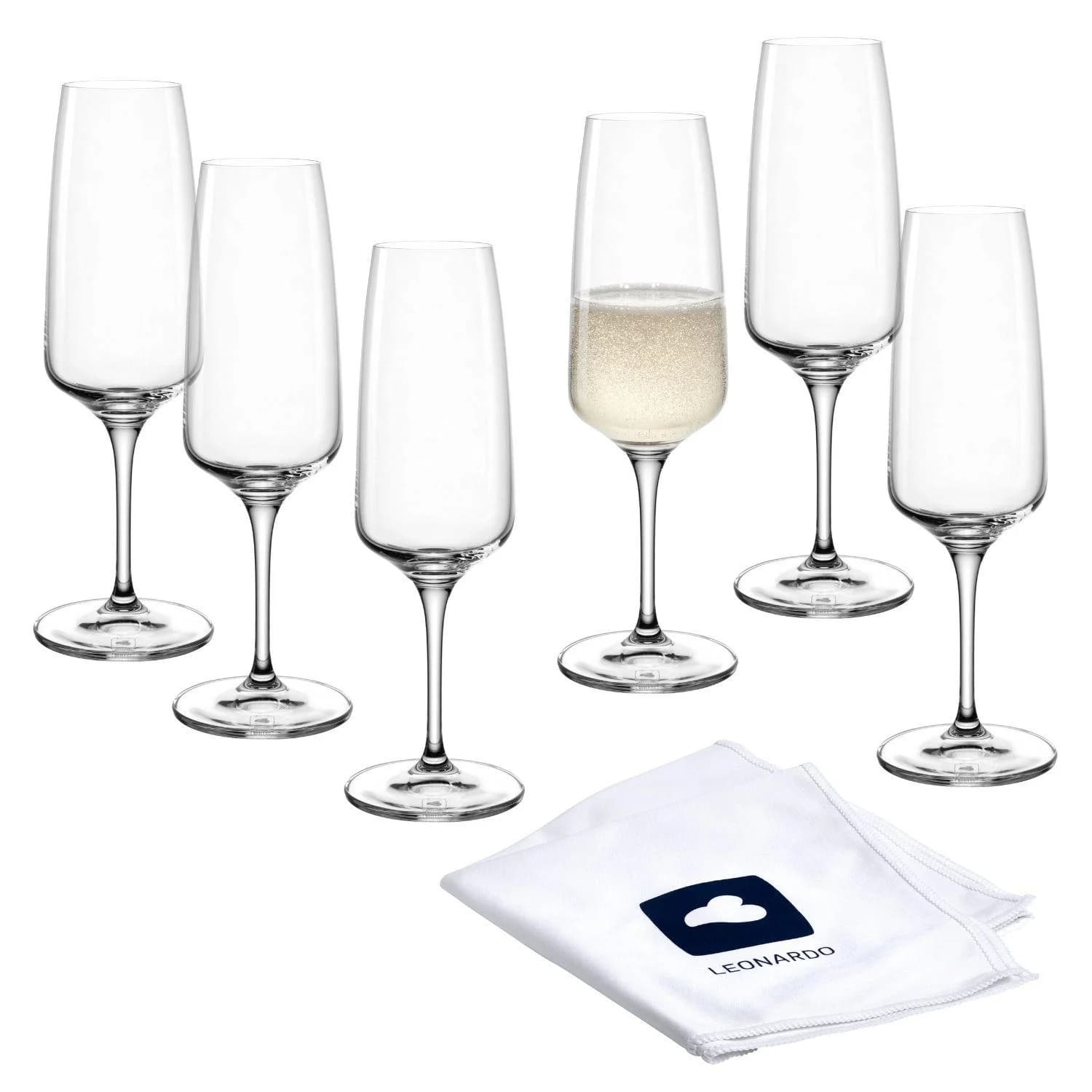 Leonardo Sektglas CESTI 6-tlg. Transparent/Weiß/Blau Kristallglas