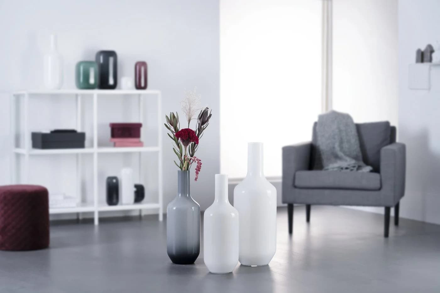 Leonardo Bodenvase MILANO Grau Glas Flaschenform - Bild 3