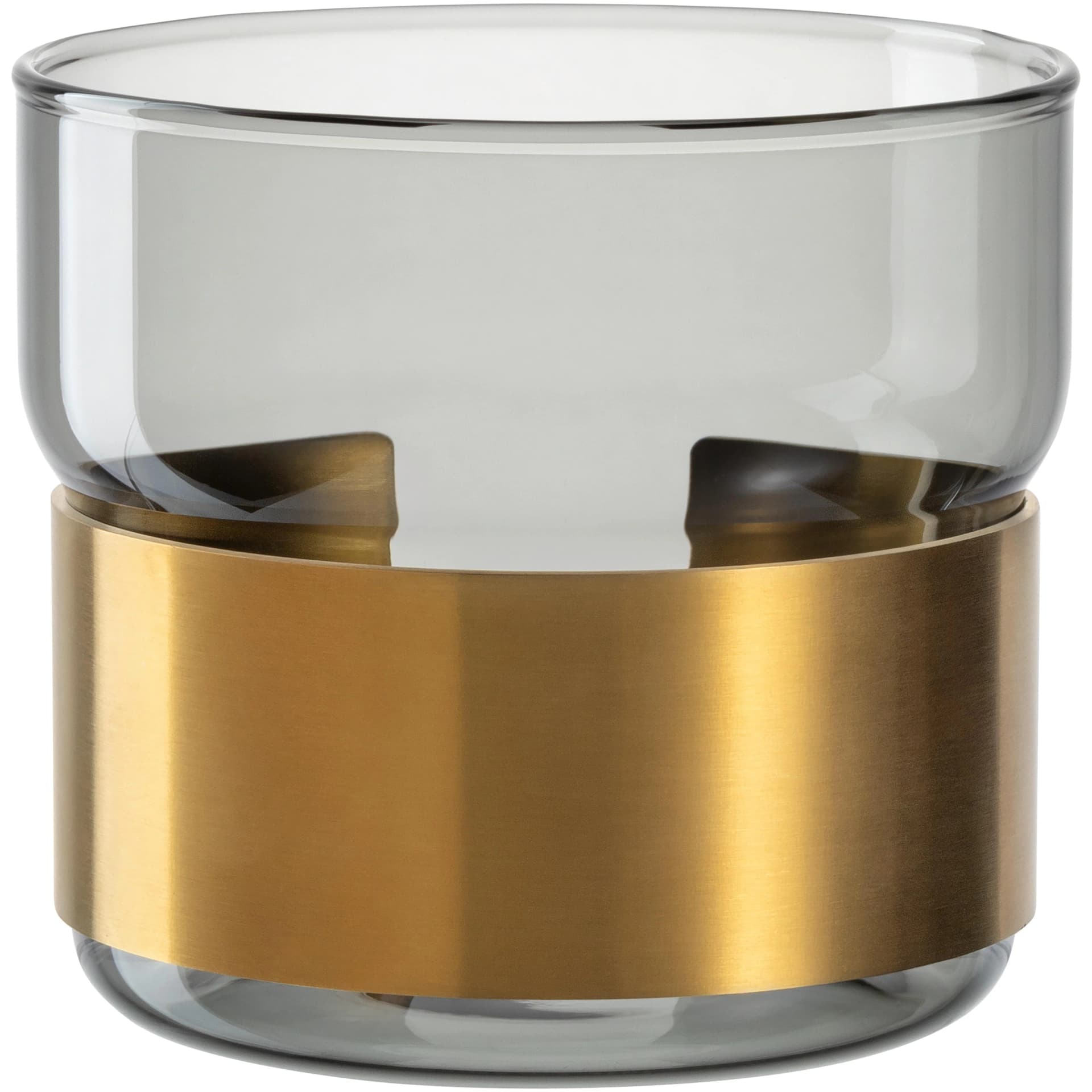 LEONARDO Teelichthalter Silenzio Grau Glas Gold Metallspange