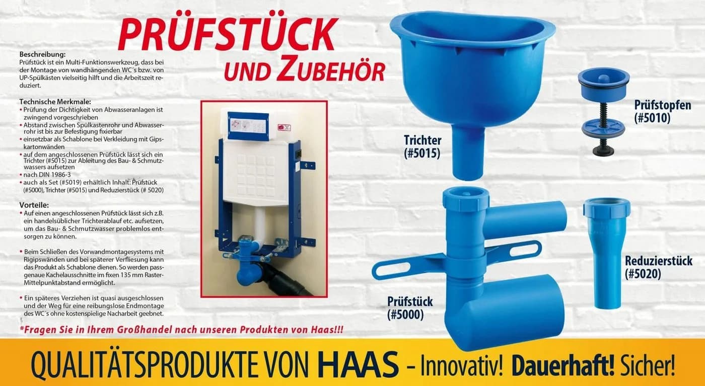 Haas Otto Siphon OHA-Prüfstück-Set inkl. Trichter und Reduzierstück Blau