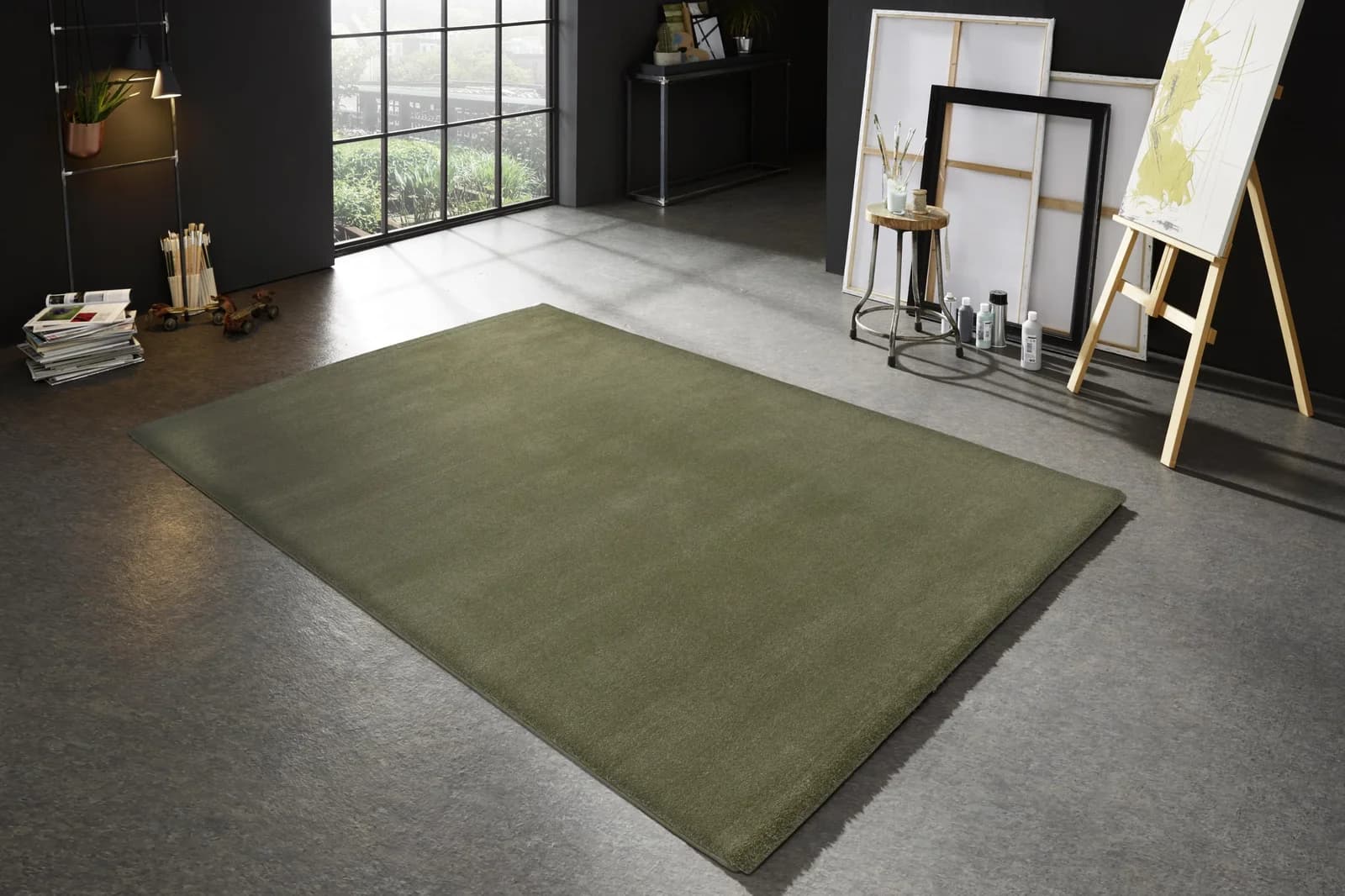 ASTRA Barletta 240 Teppich Grün Uni Langflor