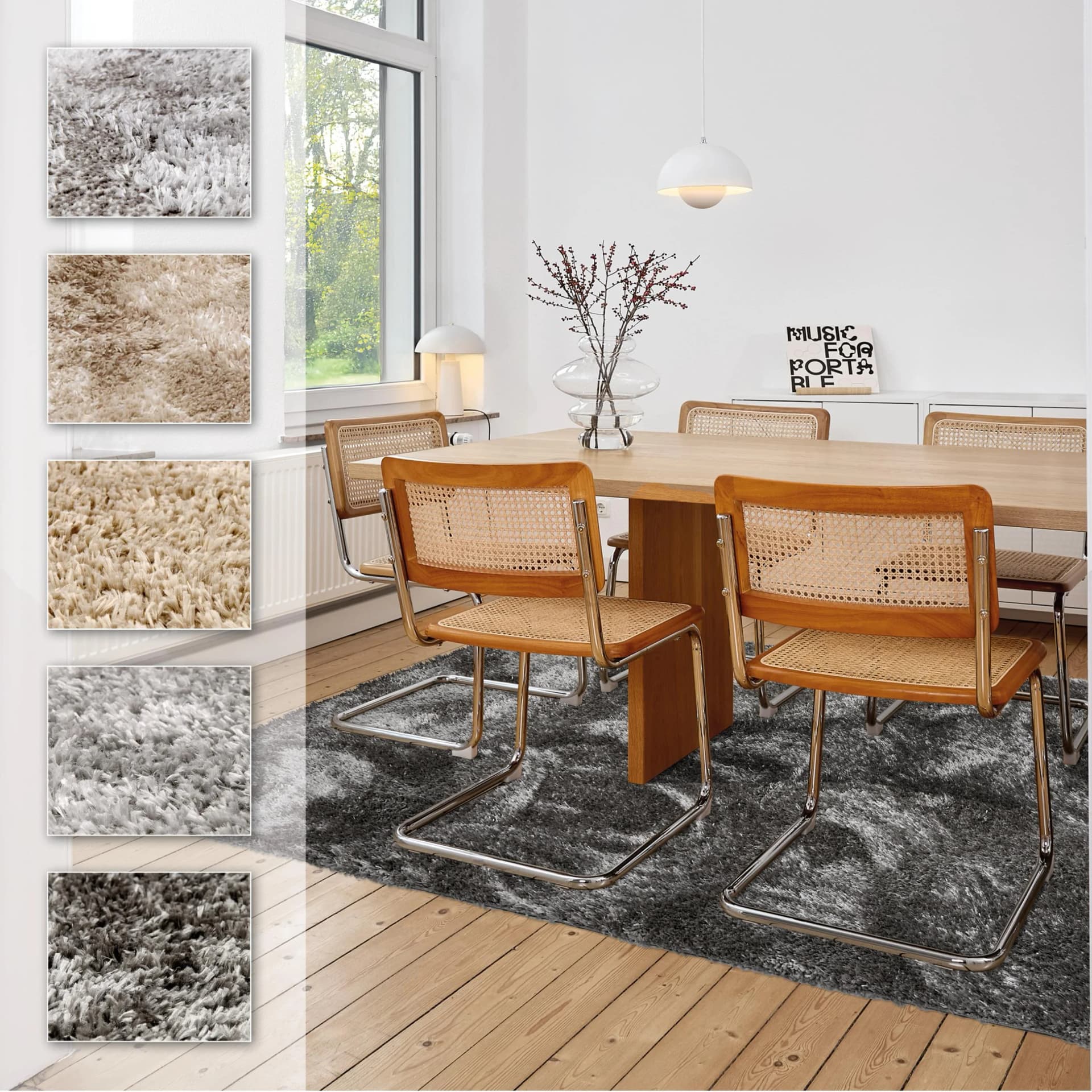 Hochflor-Teppich ASTRA Paulie 250 Grau Polypropylen