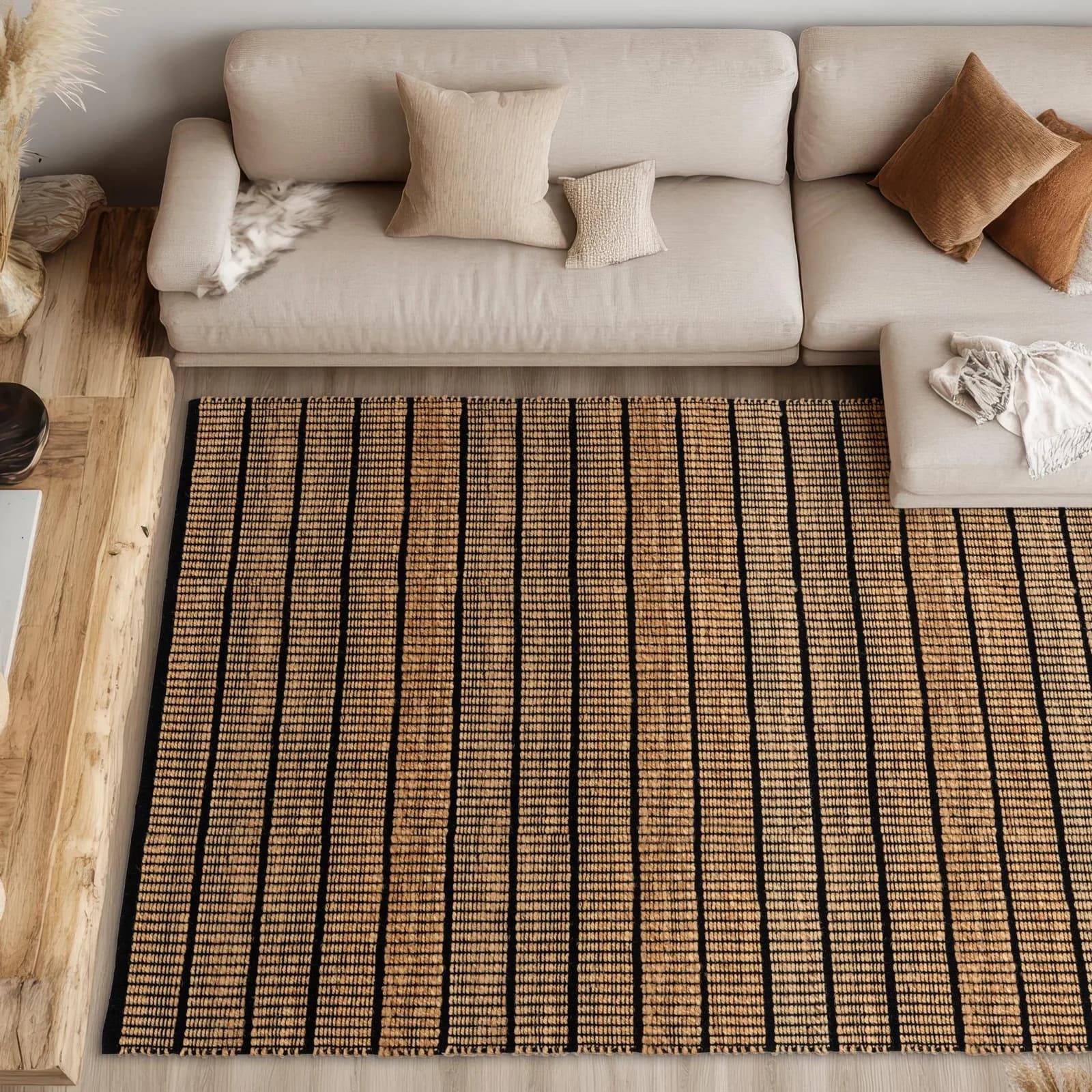 SCHÖNER WOHNEN Kollektion Teppich Nalaya Schwarz Gestreift