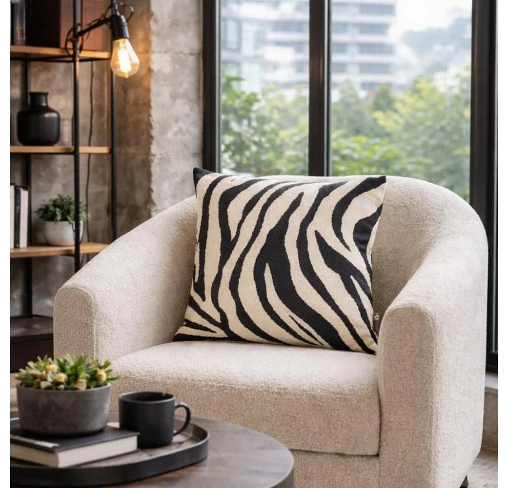 PICHLER Kissenhülle Zebra Noir Schwarz-Weiß Modern