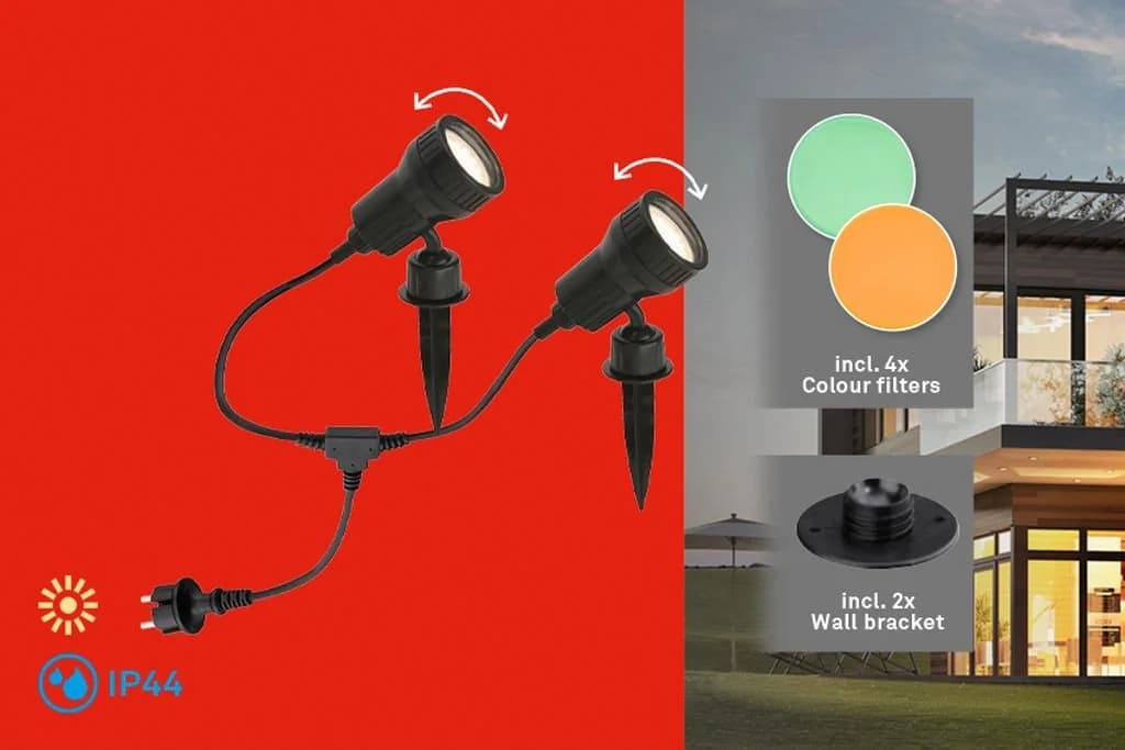 Briloner 2er Set LED-Erdspießleuchte Terra Schwarz