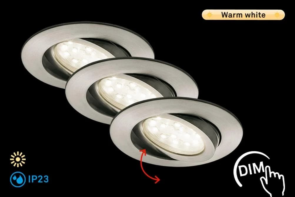 Briloner 3er Set LED-Einbauleuchte Bert Nickel schwenkbar