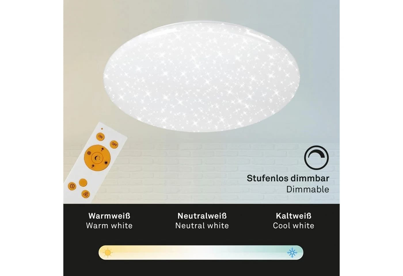 Briloner Leuchten LED Deckenleuchte CCT Sternenhimmel Weiß/Schwarz Fernbedienung - Bild 4