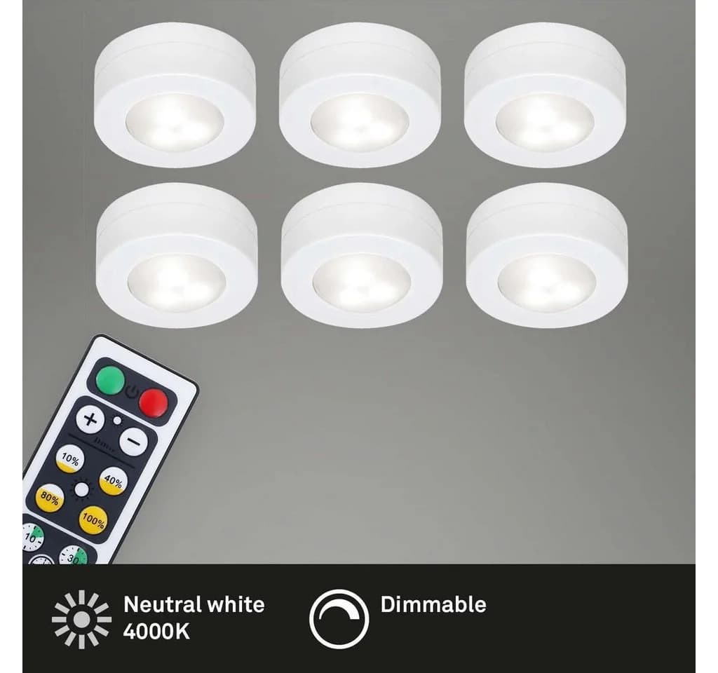 Briloner Leuchten LED Unterbauleuchte 6er Set Weiß Dimmbar