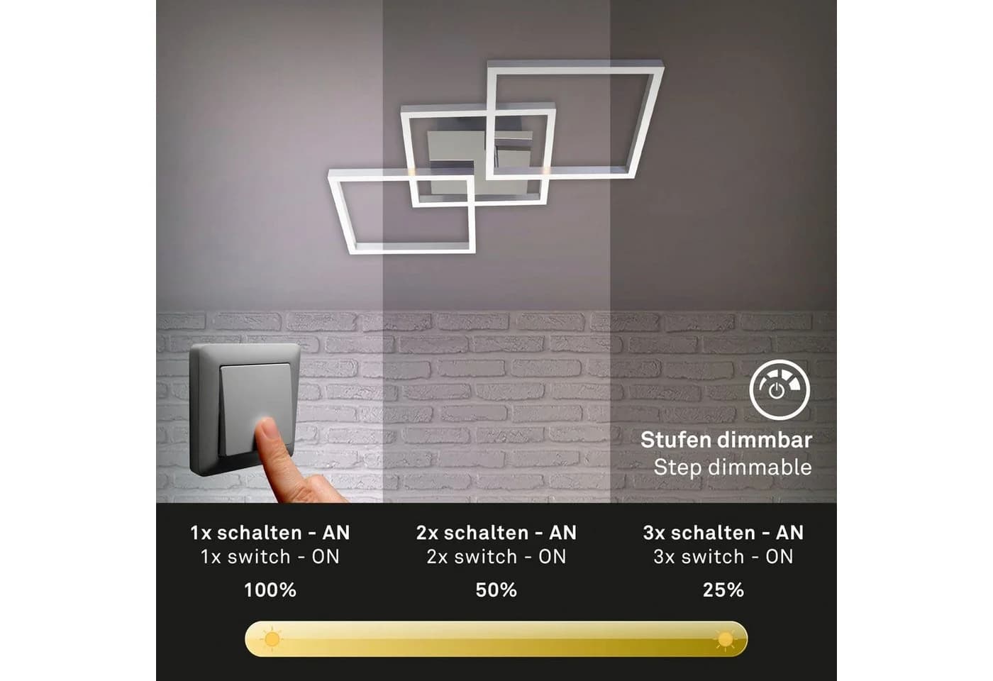 BRILONER LEUCHTEN LED Deckenleuchte FRAME Chrom-Alu Schwenkbar - Bild 5
