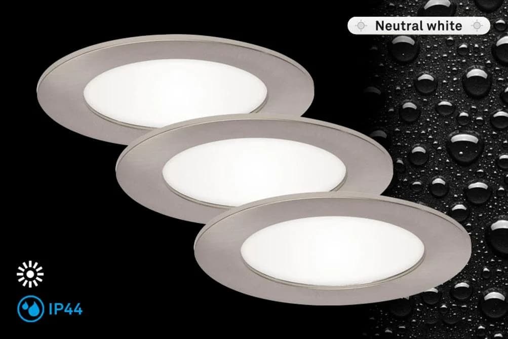 Briloner Leuchten LED Einbauleuchte FLAT IN 3er Set weiß