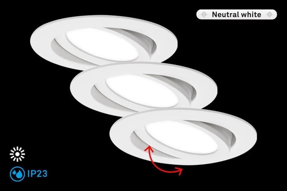 Briloner Leuchten LED Einbauleuchte FLAT IN 3er Set Kunststoff Weiß
