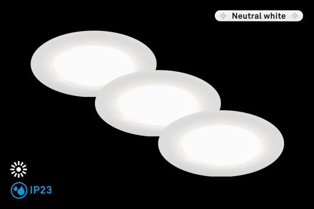 BRILONER LEUCHTEN LED Einbauleuchte FLAT IN weiß 3er Set