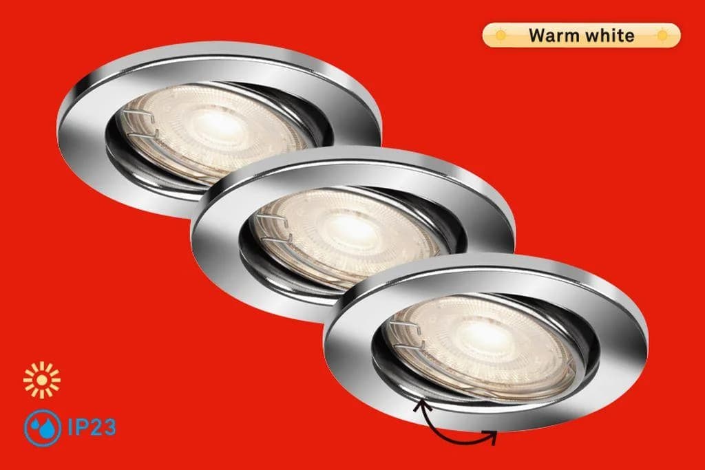 BRILONER LED Einbauleuchte STEN 3er Set Chrom Weiß