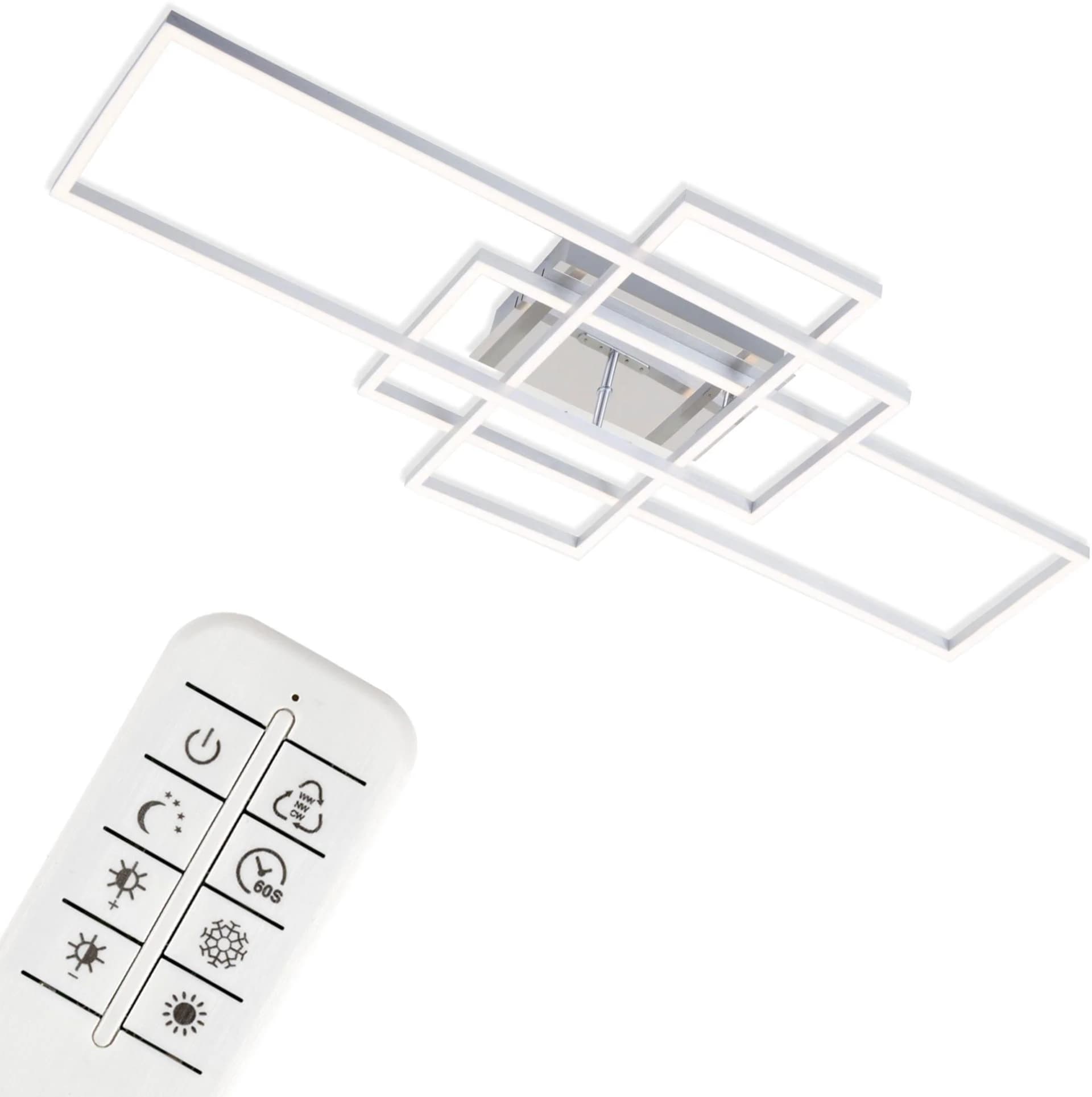 Briloner Leuchten LED Deckenleuchte FRAME Chrom-Alu Dimmbar CCT