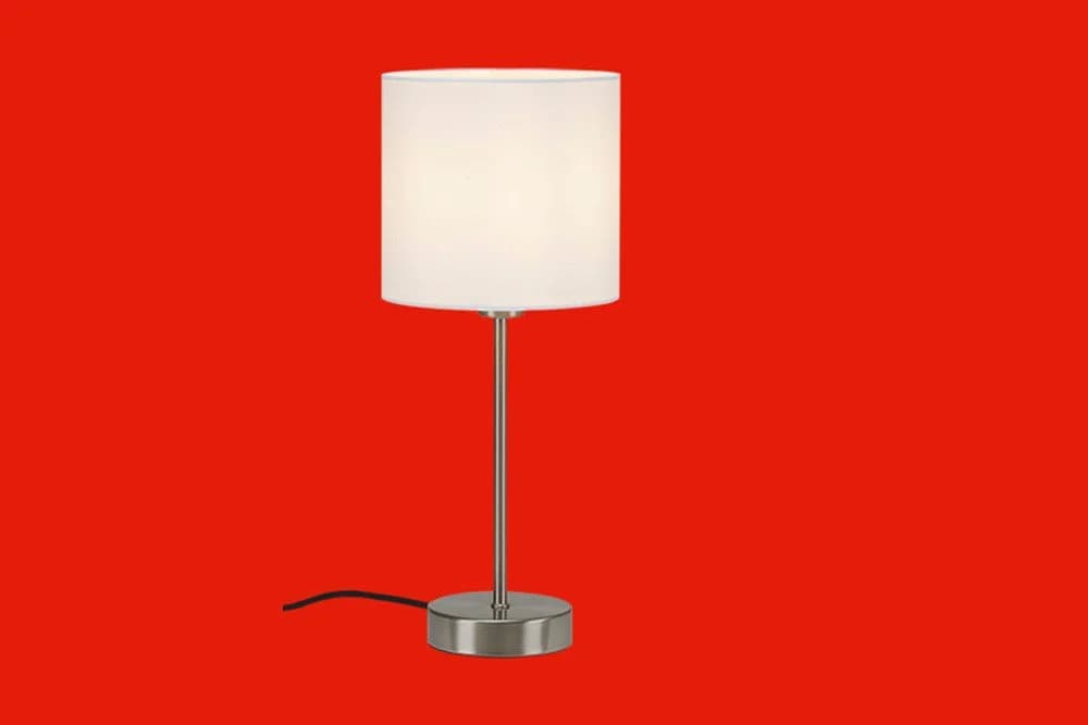 BRILONER LEUCHTEN LED Tischleuchte FABRIC Weiß Stoffschirm Matt-Nickel