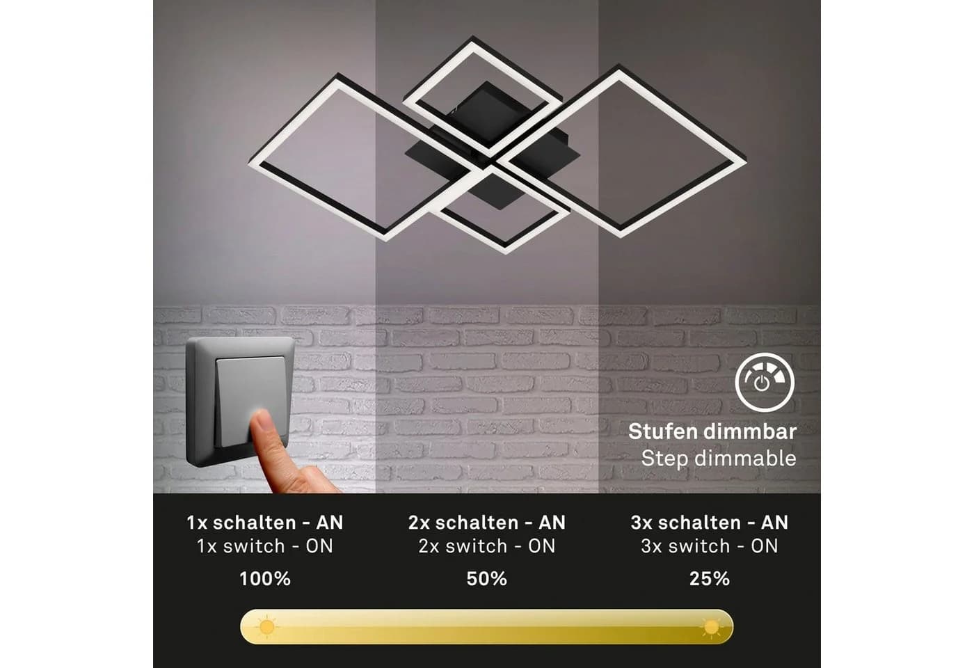 BRILONER LED Deckenleuchte FRAME Schwarz Dimmbar Schwenkbar - Bild 5