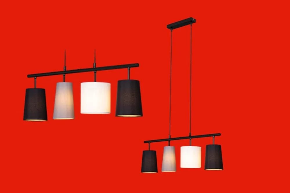 BRILONER LEUCHTEN LED Pendelleuchte "SHADES" Schwarz-Weiß Grau 4x E27
