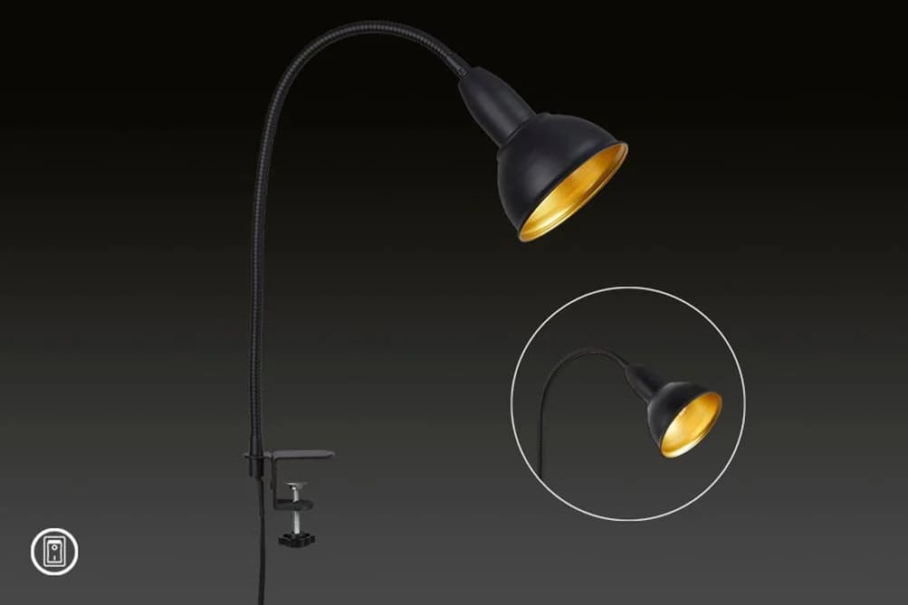 BRILONER LEUCHTEN LED Klemmleuchte HYGGE Retro Schwarz-Gold Weiß