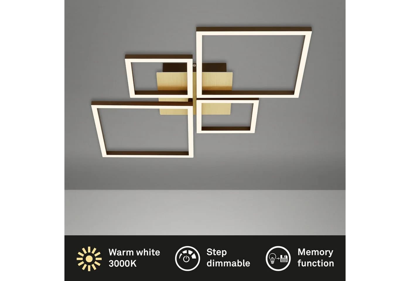 Briloner Leuchten LED Deckenleuchte FRAME Schwarz Gold-Braun Dimmbar - Bild 4