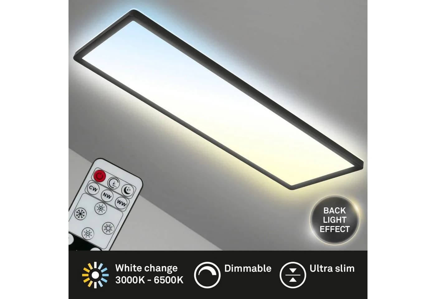 Briloner Leuchten LED Panel 7403015 SLIM CCT Schwarz Fernbedienung - Bild 5