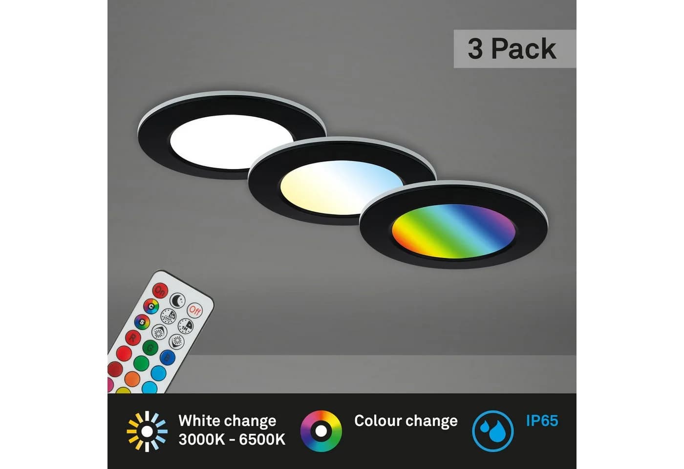Briloner Leuchten LED Einbauleuchte 3er Set RGB-CCT Schwarz - Bild 4