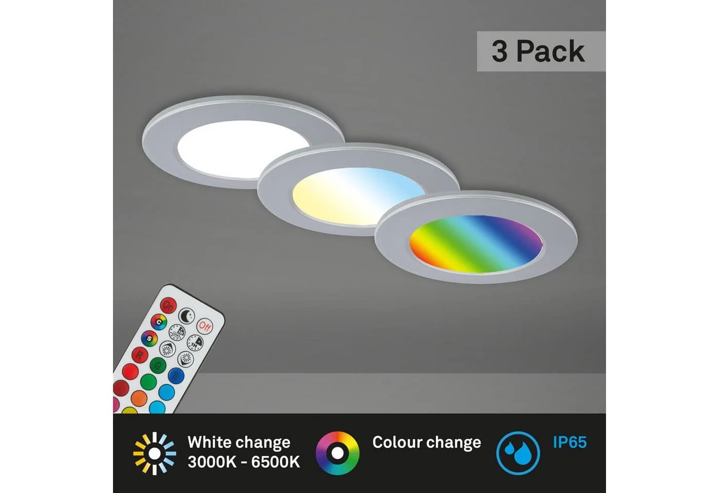 BRILONER LED Einbauleuchte 3er Set RGB-CCT chrom-matt - Bild 4
