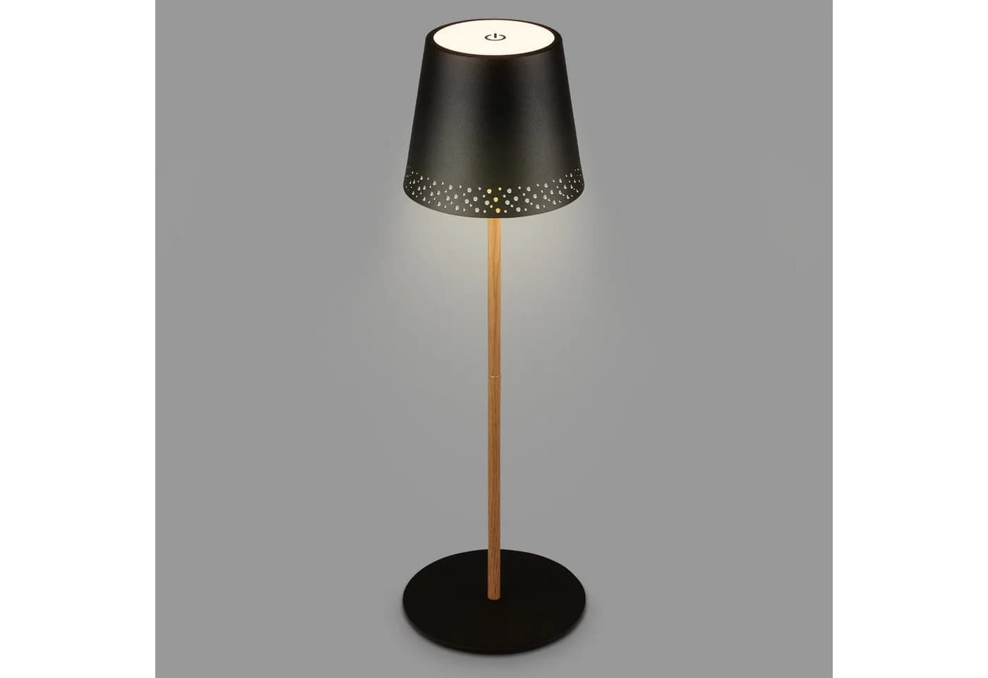 Briloner Leuchten LED Tischleuchte Kiki Schwarz Natur