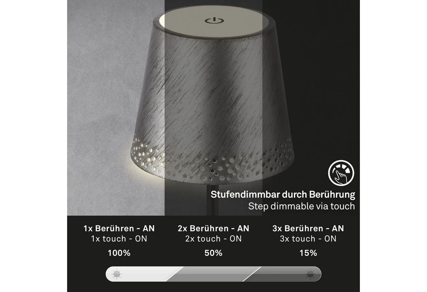 Briloner Leuchten LED Tischleuchte Kiki Antik Silber USB-C Höhenverstellbar - Bild 5