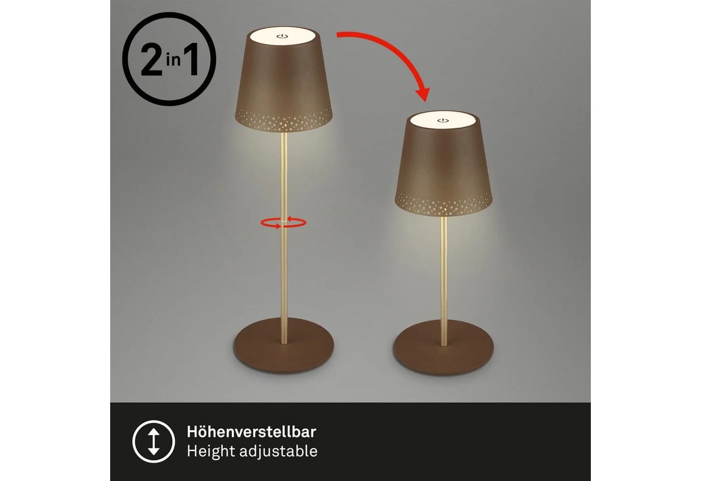 Briloner Leuchten LED Tischleuchte "KIKI" Braun-Gold Höhenverstellbar - Bild 4