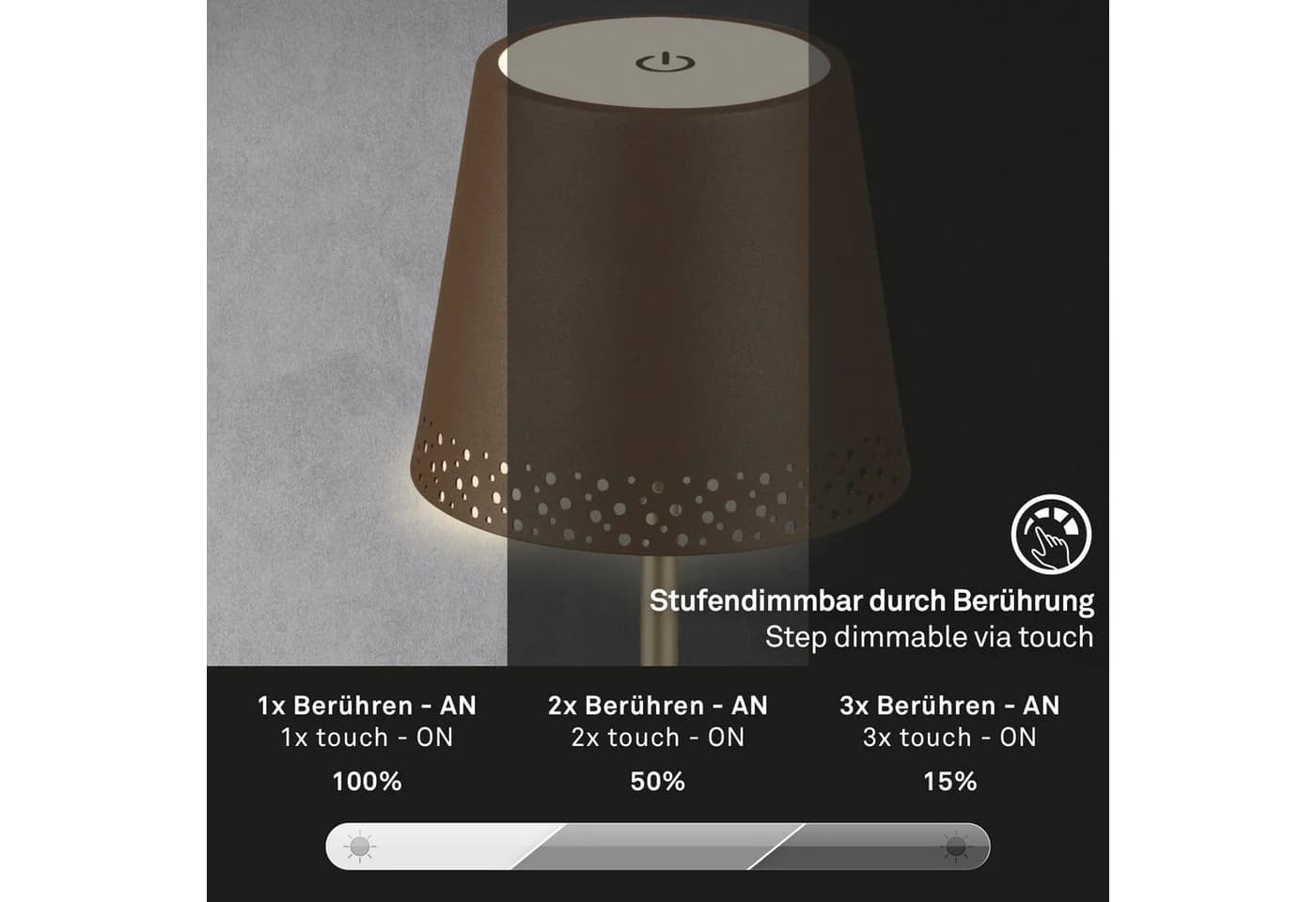 Briloner Leuchten LED Tischleuchte "KIKI" Braun-Gold Höhenverstellbar - Bild 5