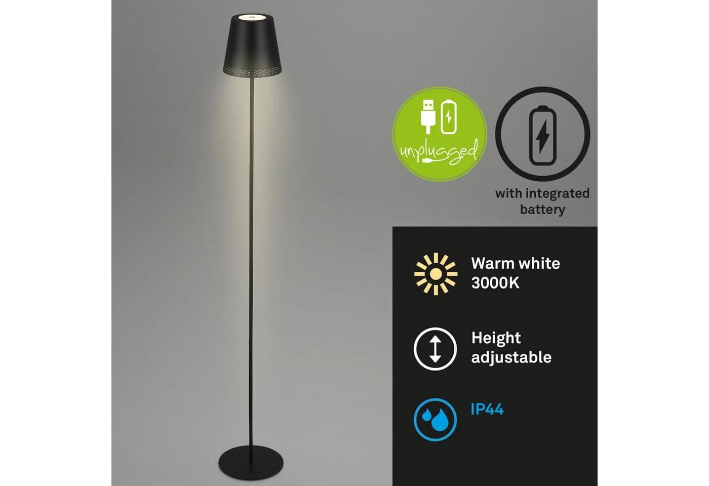 Briloner Leuchten Stehlampe KIKI Schwarz LED Dimmbar Akku - Bild 4