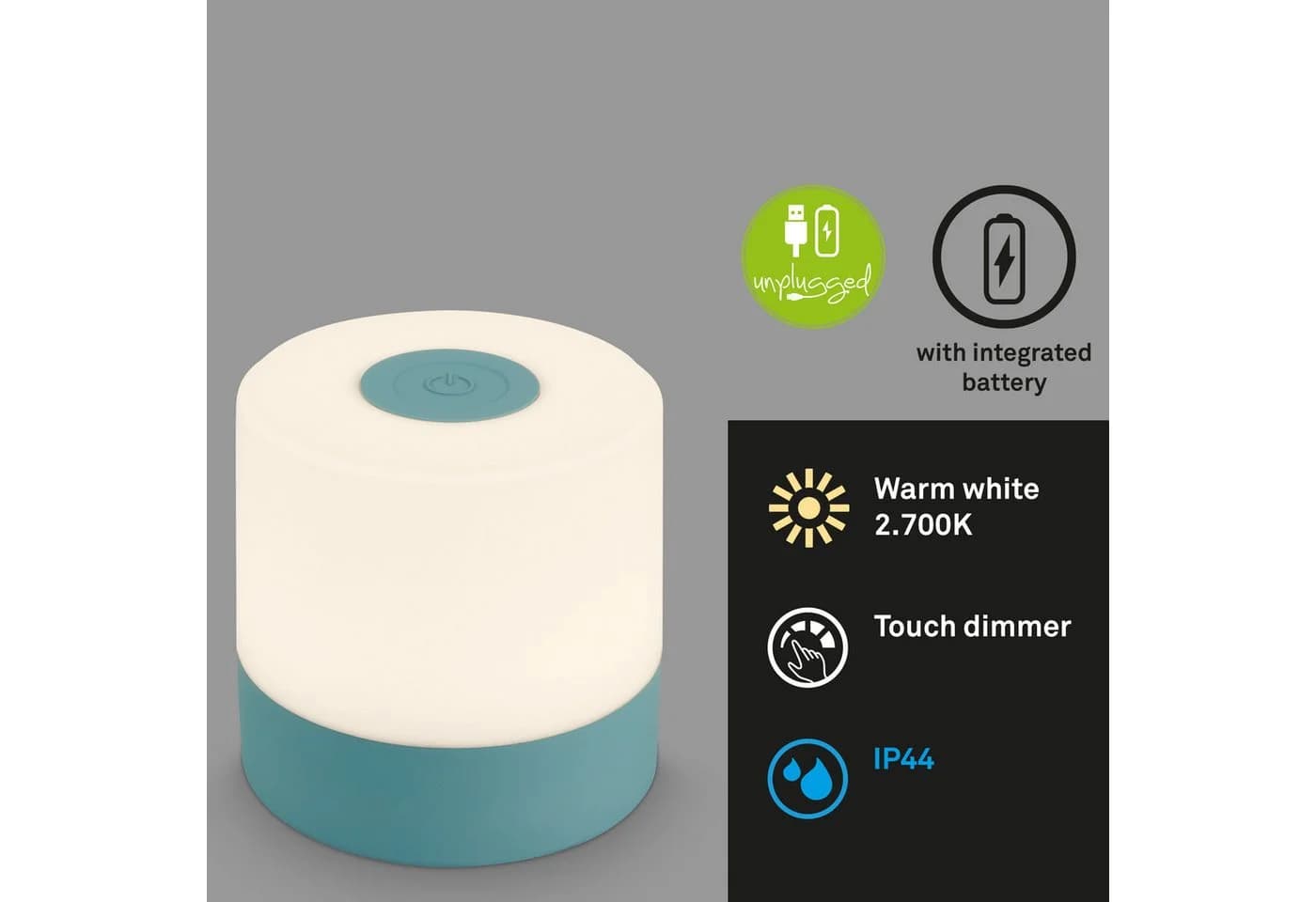BRILONER LEUCHTEN Tischleuchte SMAL Blau Akku LED Dimmbar IP44 - Bild 4