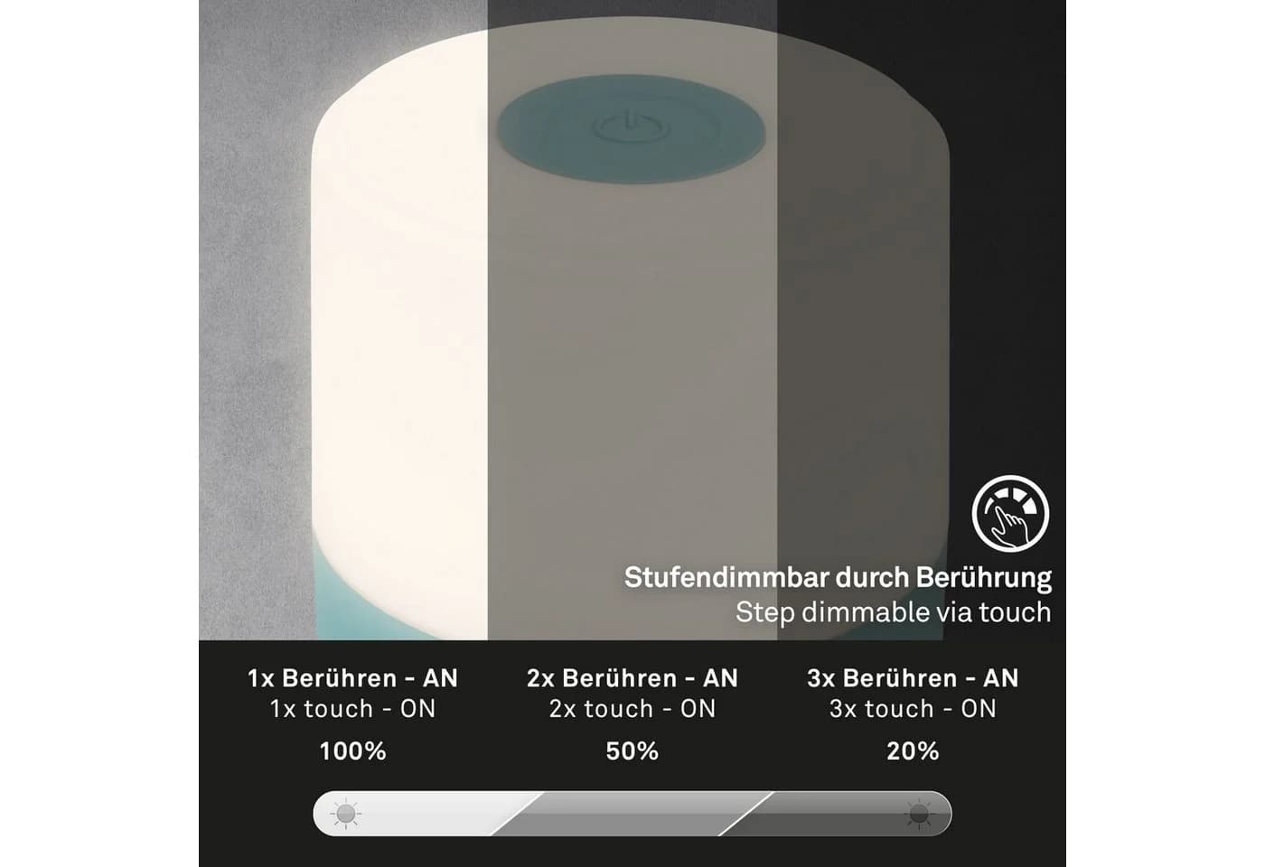 BRILONER LEUCHTEN Tischleuchte SMAL Blau Akku LED Dimmbar IP44 - Bild 5
