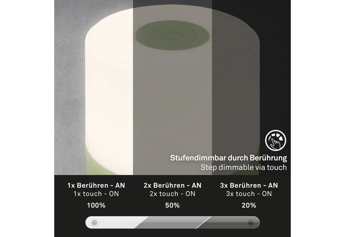 Briloner Leuchten Außen-Tischleuchte LED kabellos Akku dimmbar Warmweiß 2700K - Bild 5