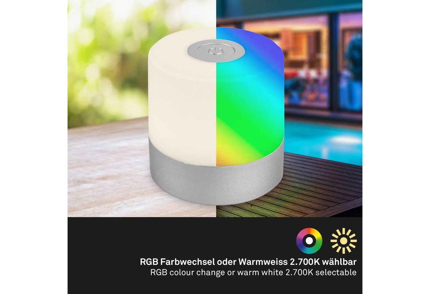 BRILONER LEUCHTEN Tischleuchte SMAL Weiß RGB Touch IP44 - Bild 5