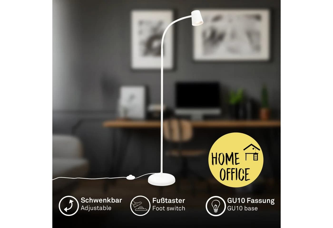 Briloner Leuchten LED Stehlampe Weiß GU10 Fußtaster - Bild 2