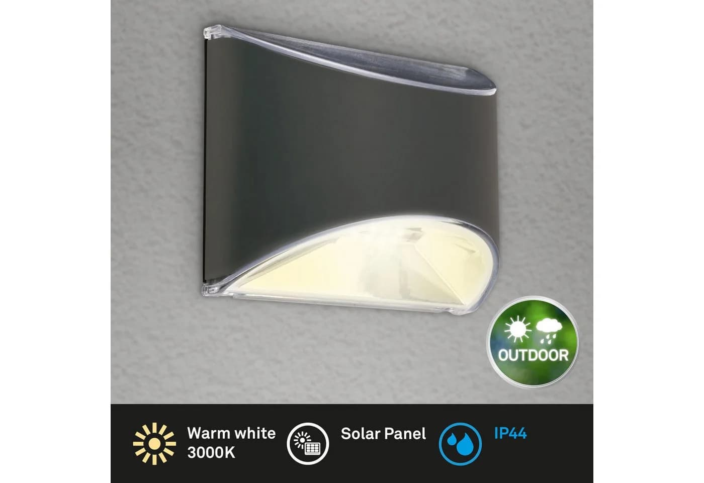 Briloner Leuchten LED Wandleuchte Solarleuchte Anthrazit 4xLED - Bild 4