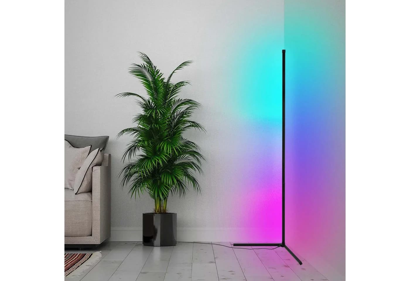 Briloner Leuchten Stehlampe REMSA RGB Gaming Dimmbar Schwarz