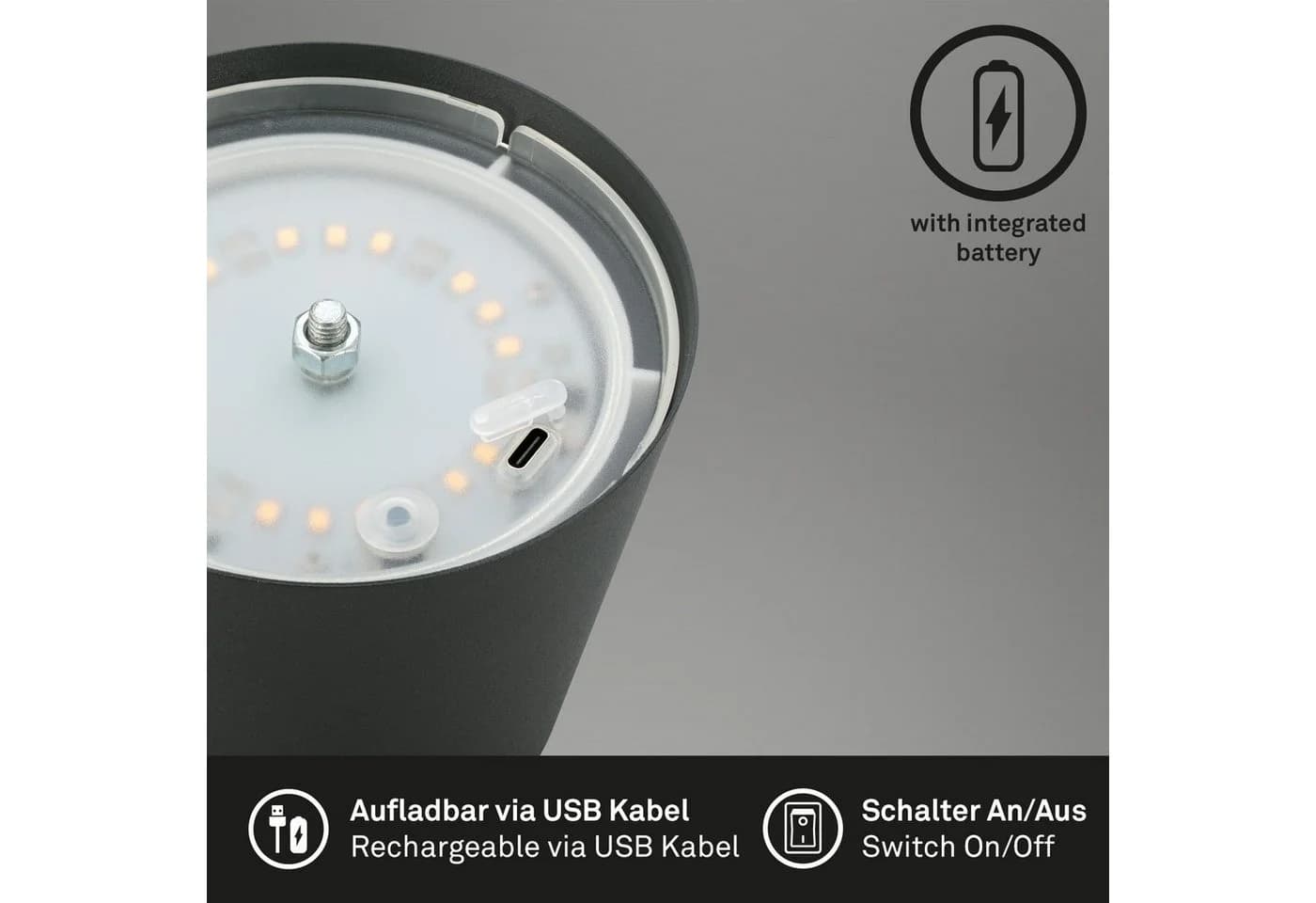 BRILONER LEUCHTEN LED Außen-Tischleuchte Coloris Anthrazit Metall - Bild 3