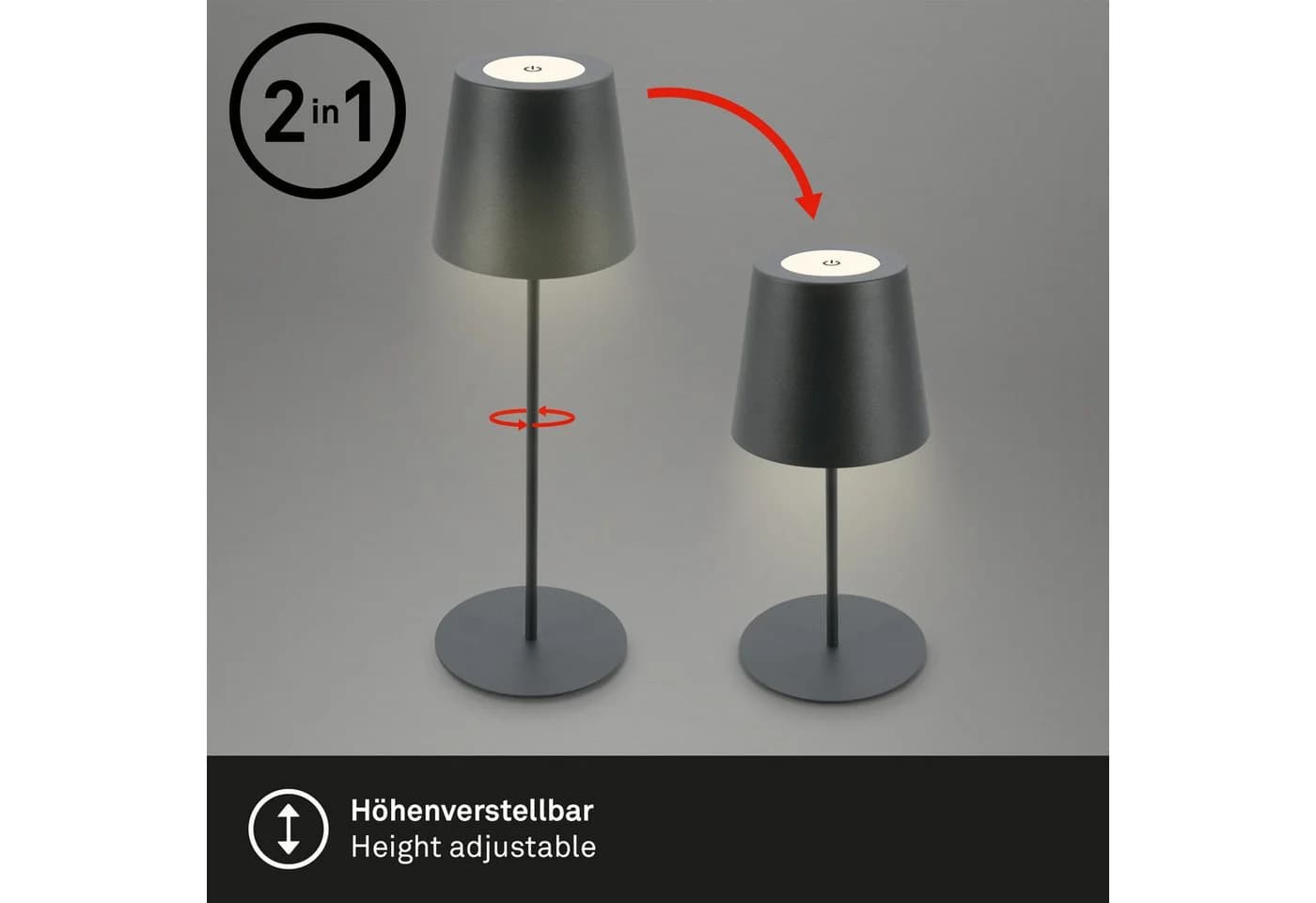 BRILONER LEUCHTEN LED Außen-Tischleuchte Coloris Anthrazit Metall - Bild 5