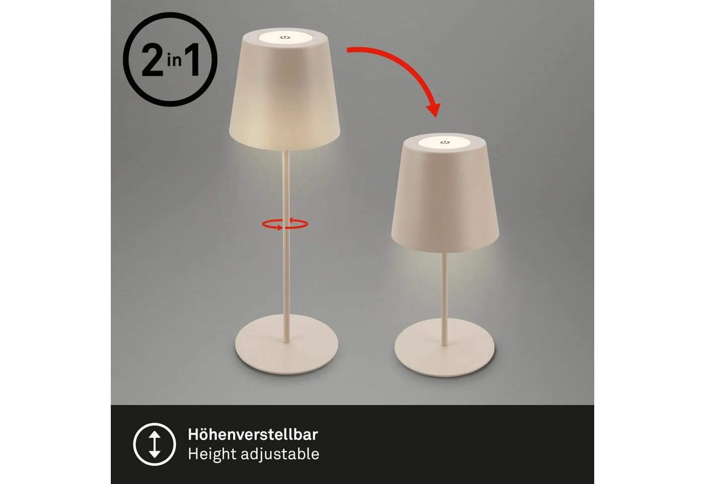 BRILONER LEUCHTEN LED Außen-Tischleuchte Coloris Beige Metall - Bild 5