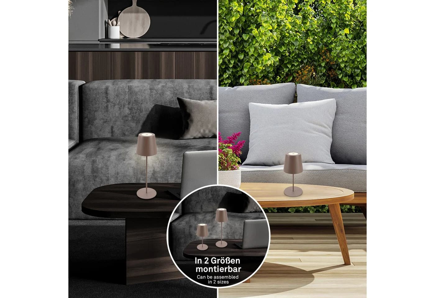 BRILONER LEUCHTEN LED Außen-Tischleuchte Coloris Braun