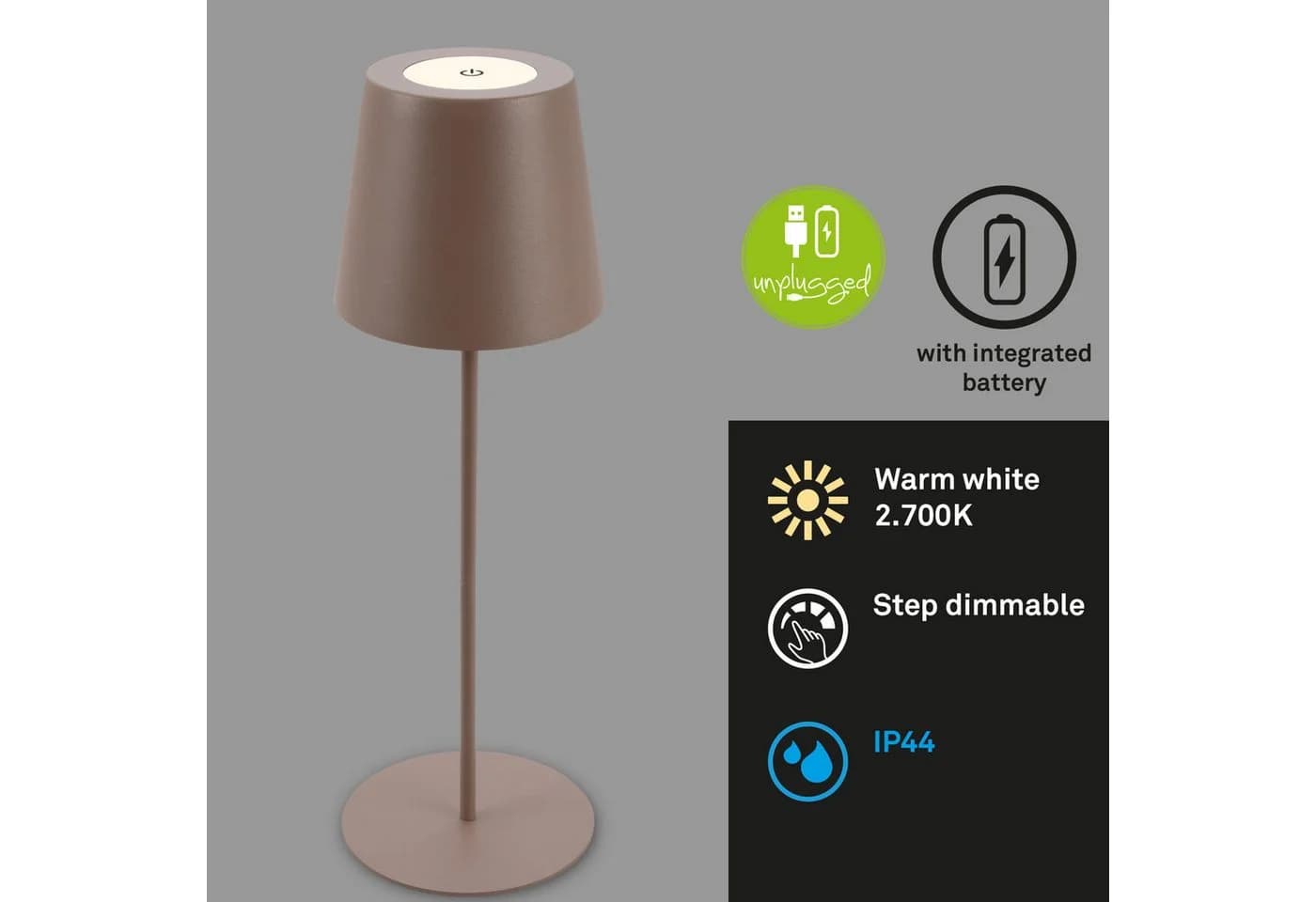 BRILONER LEUCHTEN LED Außen-Tischleuchte Coloris Braun - Bild 3