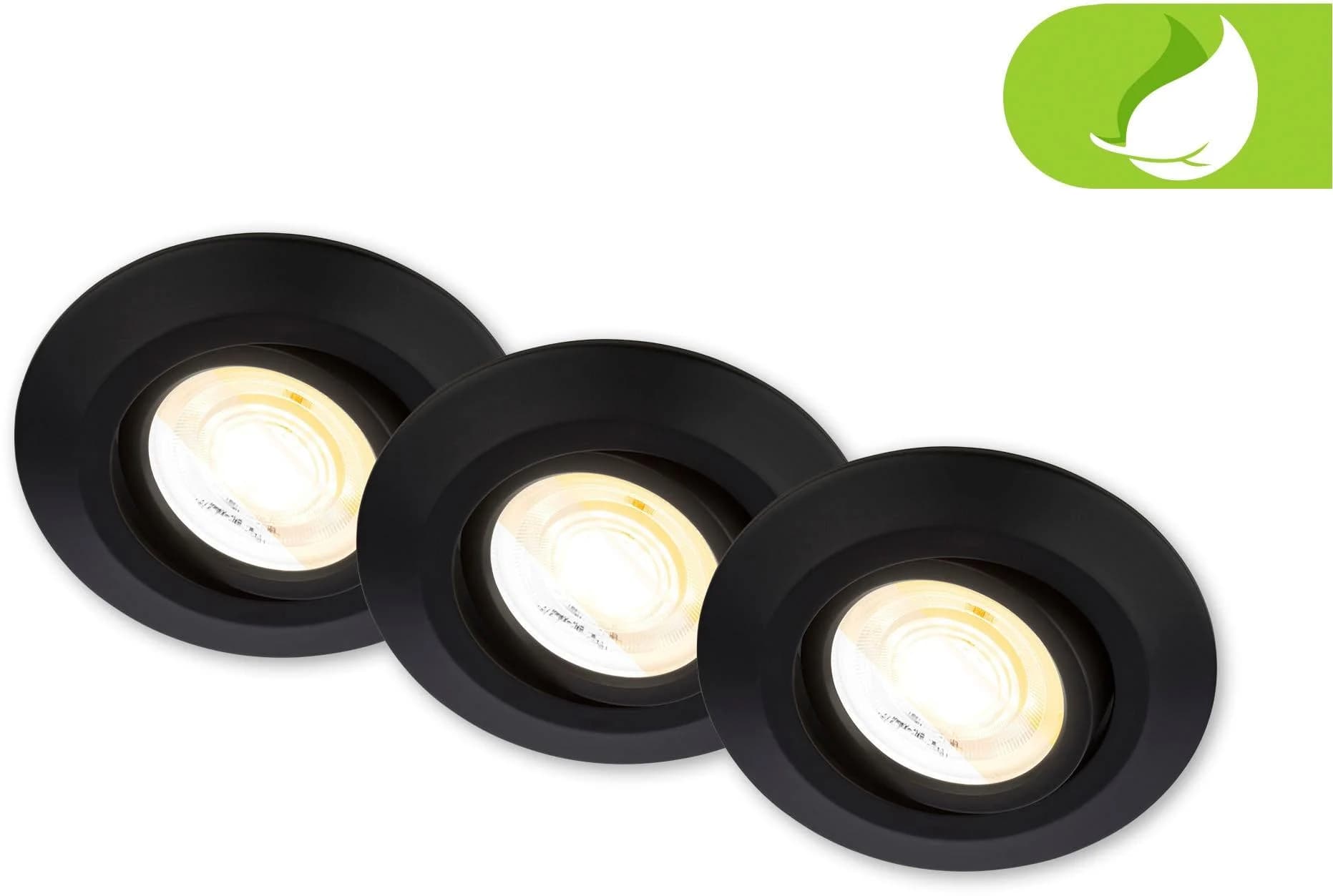 Briloner LED-Einbauleuchte Klira Schwarz Dimmbar 3er-Set