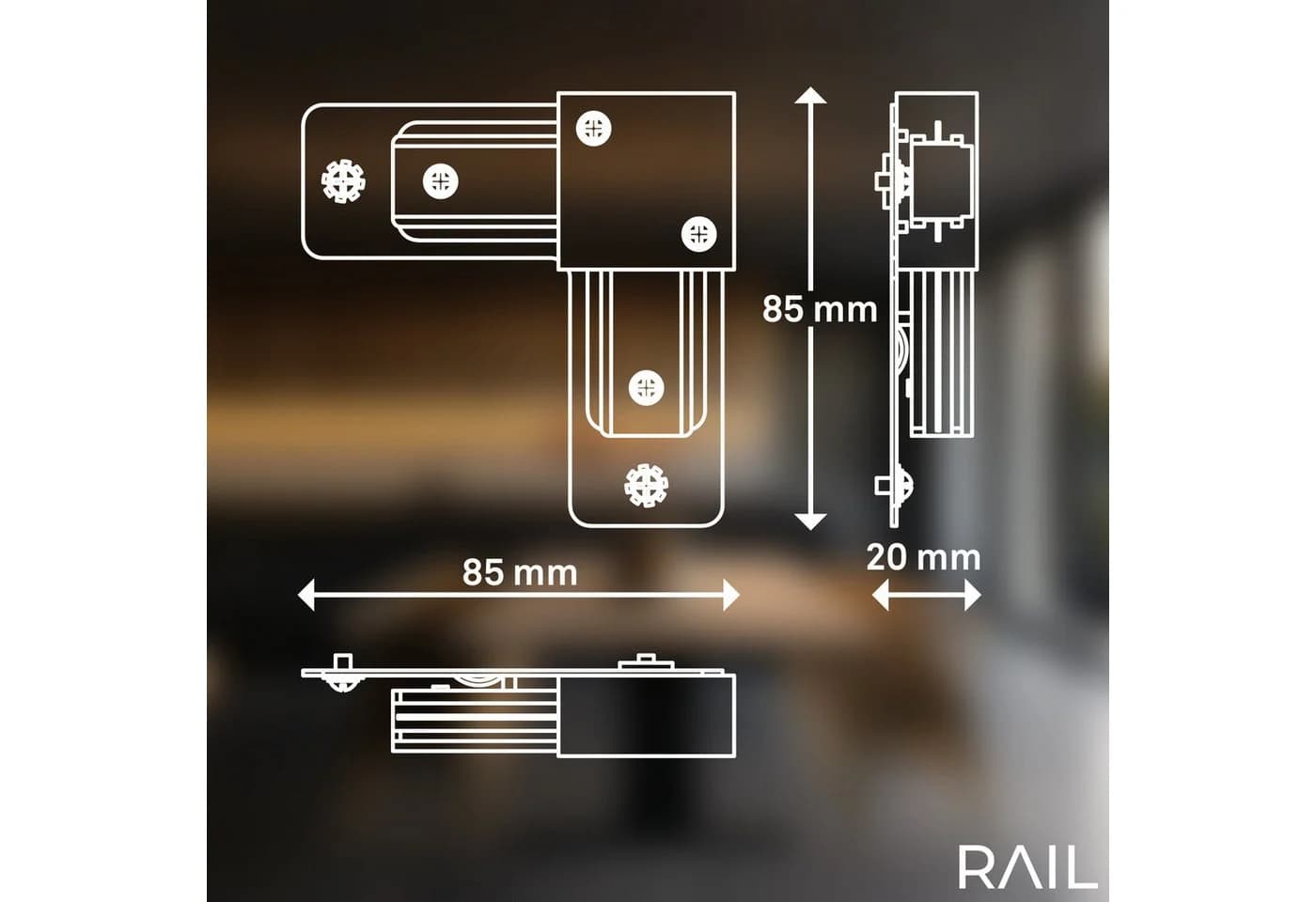BRILONER LEUCHTEN Schienensystem-Verbinder RAIL matt-schwarz 90° Eckverbinder - Bild 5