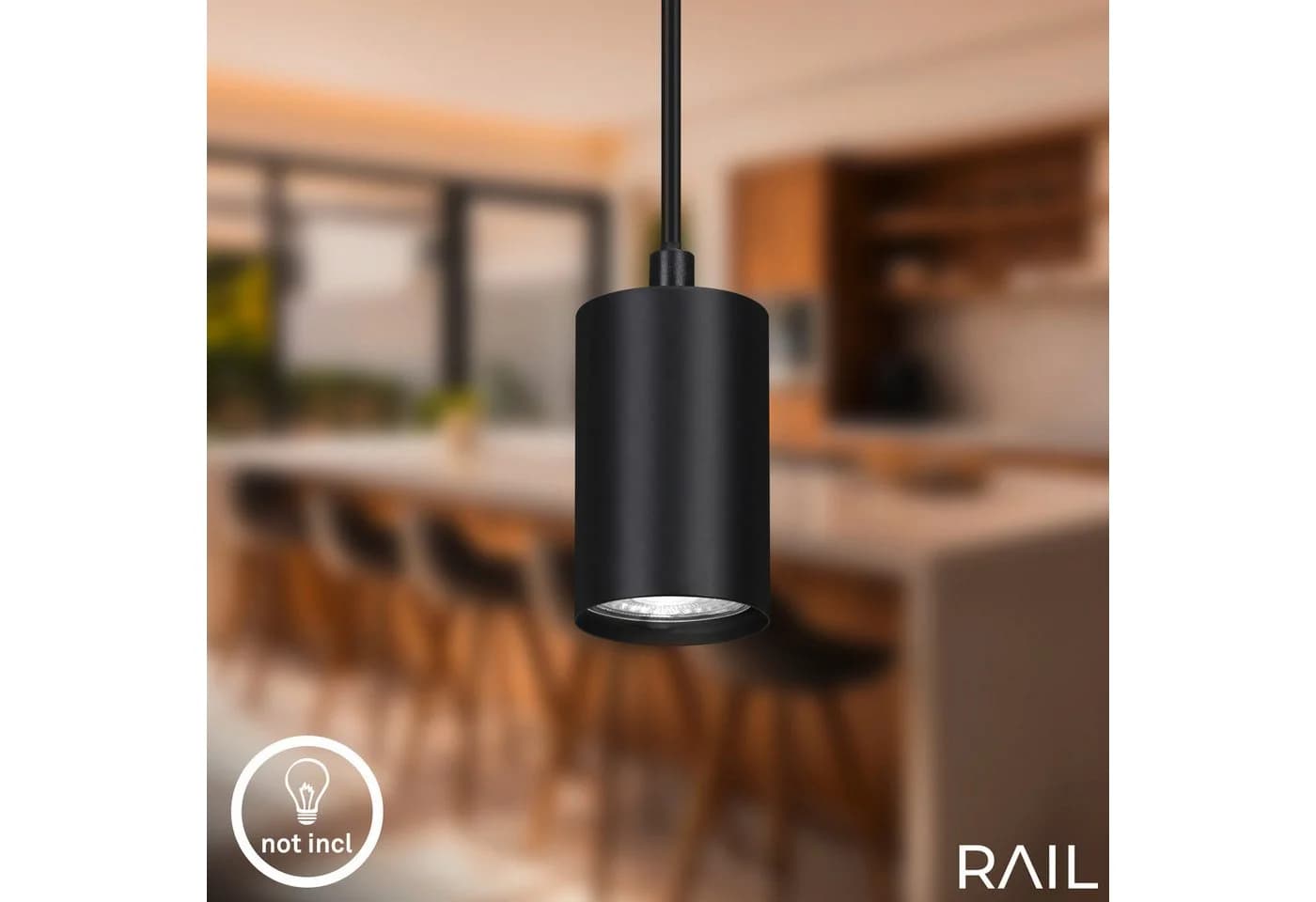 Briloner Leuchten Schienensystem-Leuchte RAIL - Pendelleuchte Schwarz Matt 144cm - Bild 4