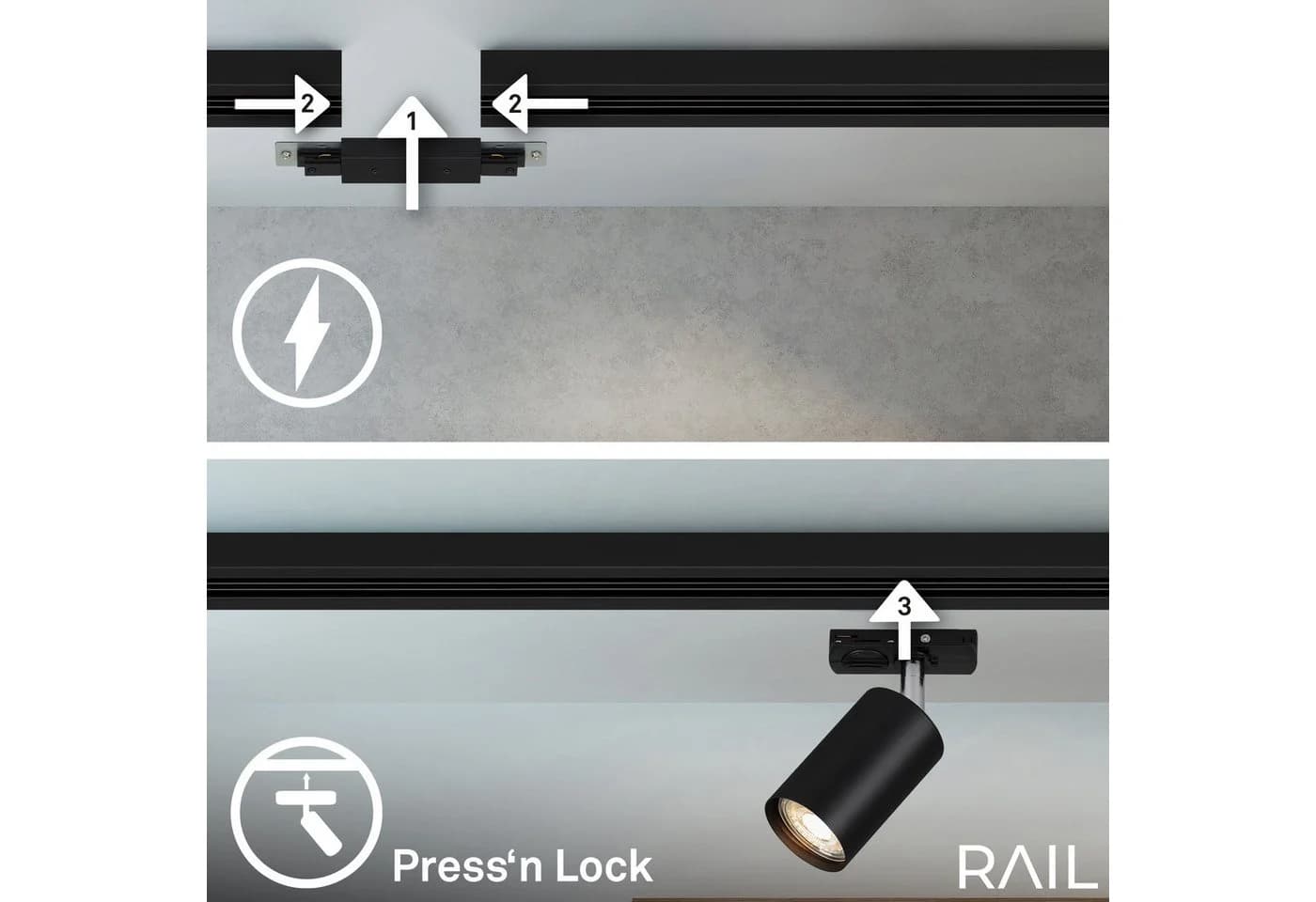 Briloner Leuchten Schienensystem-Sets RAIL 1,5 m Schwarz - Bild 4