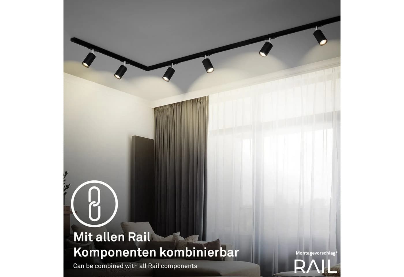 Briloner Leuchten Schienensystem-Sets RAIL 1,5 m Schwarz - Bild 5
