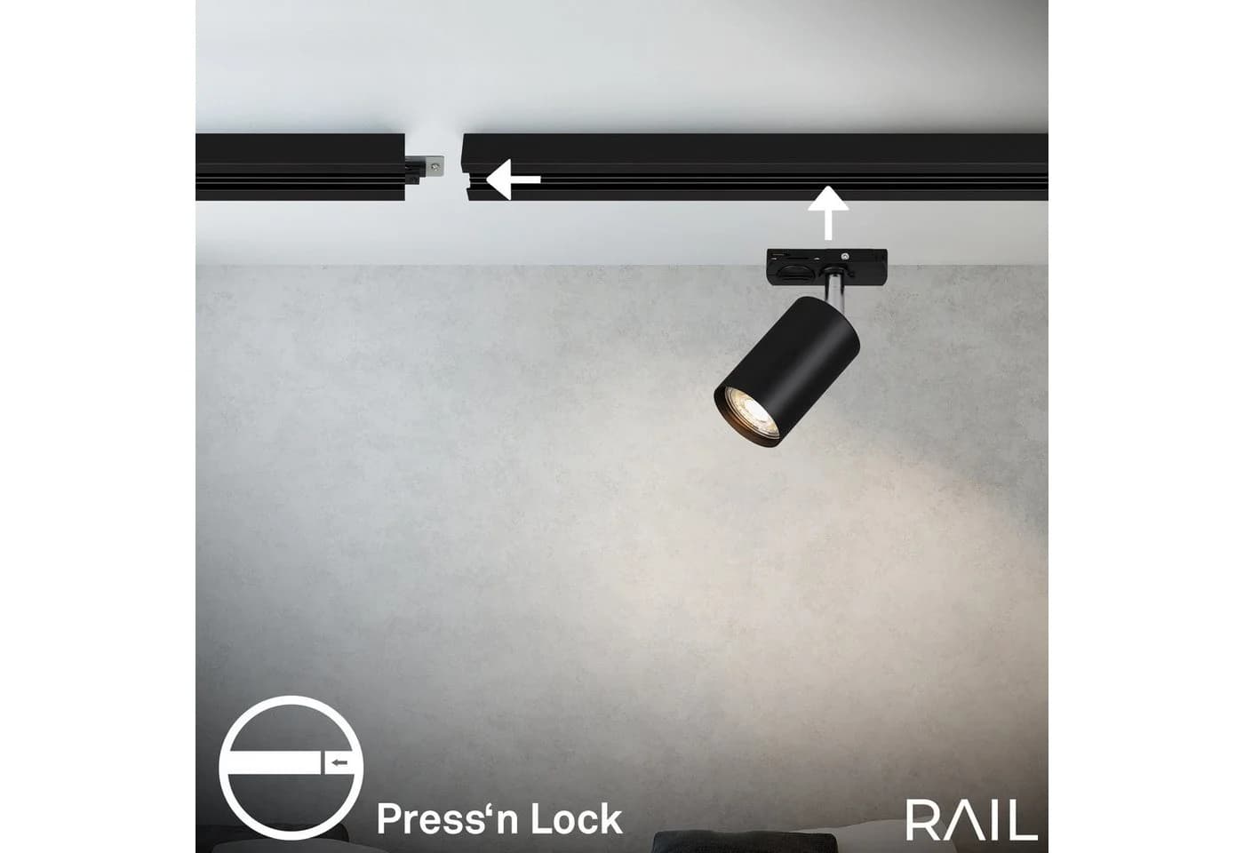Briloner Leuchten Schienensystem-Sets RAIL 0,75m Schwarz mit 2 GU10 Spots - Bild 4