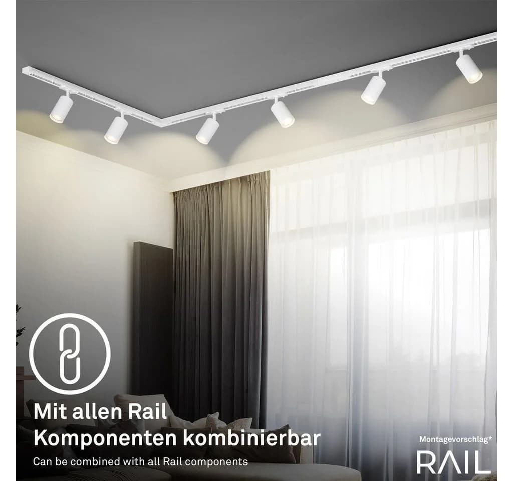 Briloner Leuchten Schienensystem RAIL 2,25m Weiß mit Pendelleuchten - Bild 5
